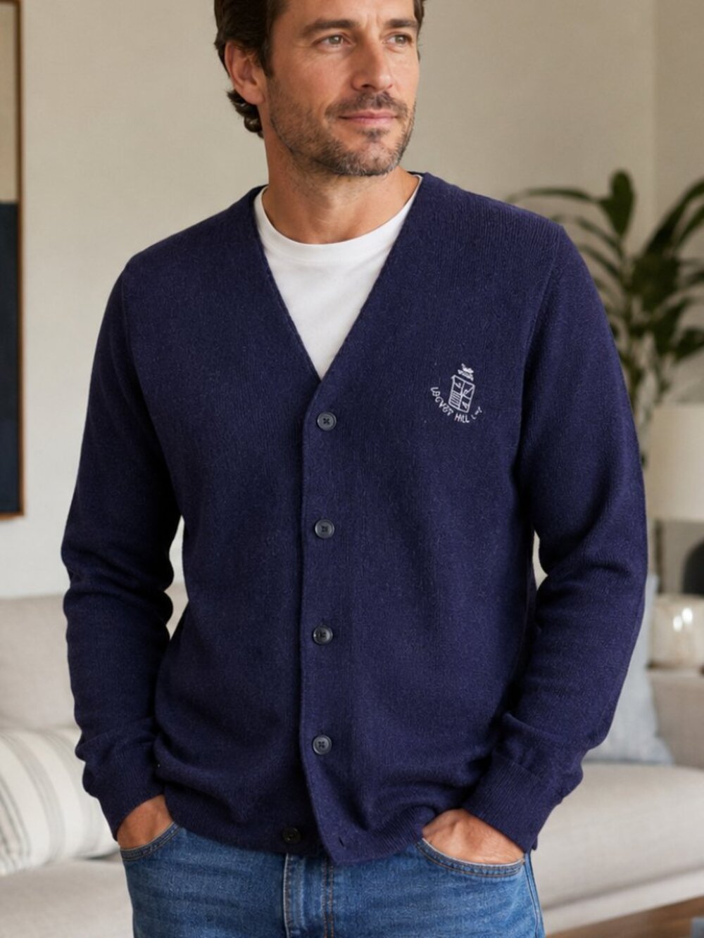 Pickering Cardigan Sweater Men XL Vintage Made In USA Blue Button Up